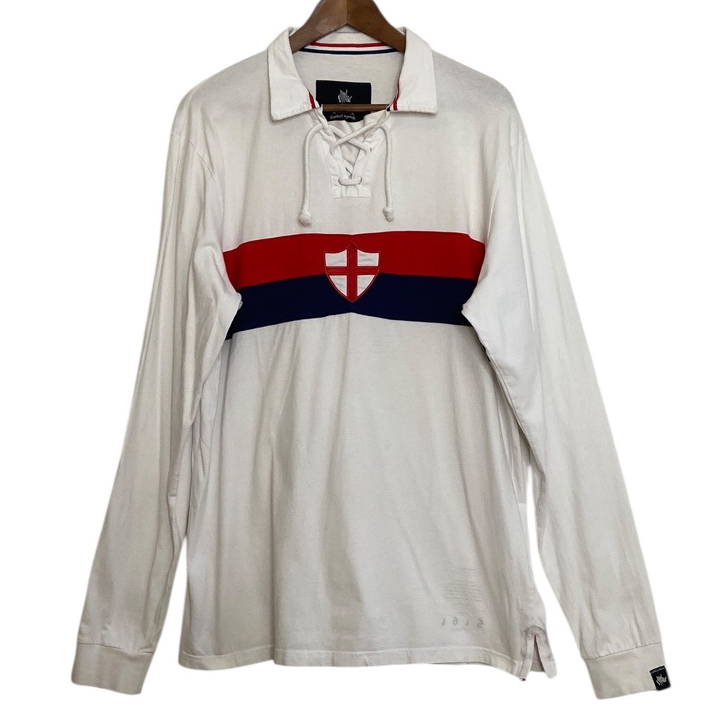 Cooligan Shirt Mens 2Xl White Cotton Red Blue Long Sleeve Genoa CFC Soccer Polo